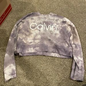 Calvin Klein purple cropped long sleeve crewneck